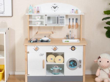 Wooden Pretend Kids Play Kitchen Set with Cooking Accessories Online