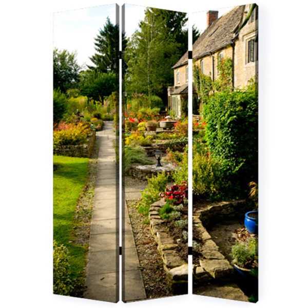 48  X 72  Multi Color Wood Canvas English Garden  Screen For Discount