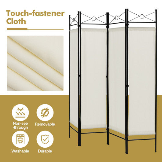 6 Feet 4-Panel Folding Freestanding Room Divider-White on Sale