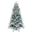 4.5 6 7 Feet Flocked Christmas Tree with Warm White LED Lights-6 ft For Sale