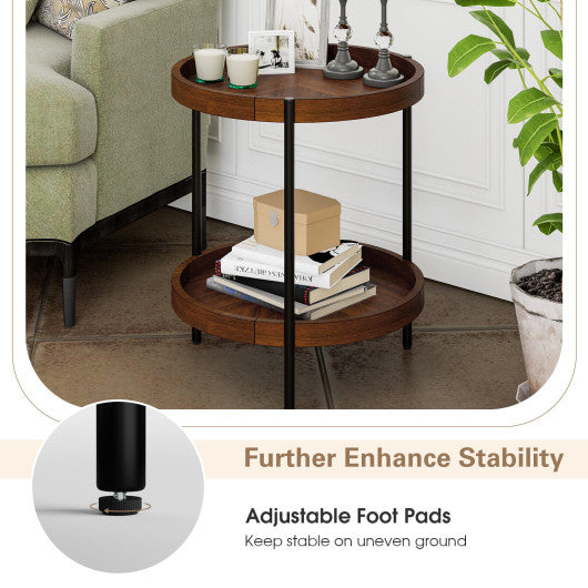 2-Tier Retro End Table with Bottom Shelf Supply