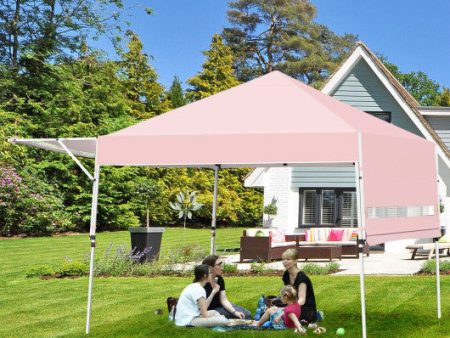 17 Feet x 10 Feet Foldable Pop Up Canopy with Adjustable Instant Sun Shelter-Pink For Discount