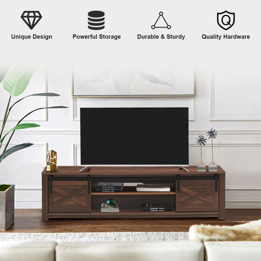 65  Flat Sliding Barn Door TV Stand-Brown on Sale