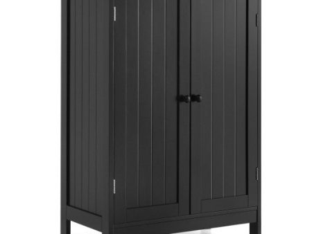 2-Door Freee-Standing Bathroom Cabinet with Shelf-Black Cheap