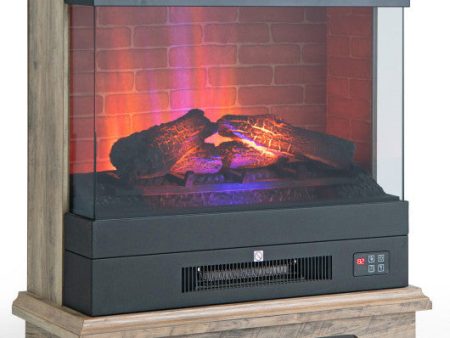 27 Inch Freestanding Electric Fireplace with 3-Level Vivid Flame Thermostat-Natural Online