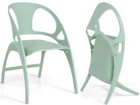 Folding Dining Chairs Set of 2 with Armrest and High Backrest-Green Discount