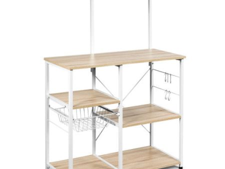 4 Tier Vintage Kitchen Baker s Rack Utility Microwave Stand-Natural Online now