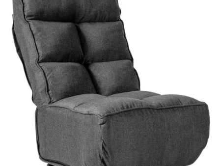 360-Degree Swivel Folding Floor Chair with 6 Adjustable Positions-Gray Online Hot Sale