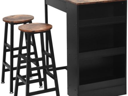 3 Pieces Bar Table Set with Storage Sale