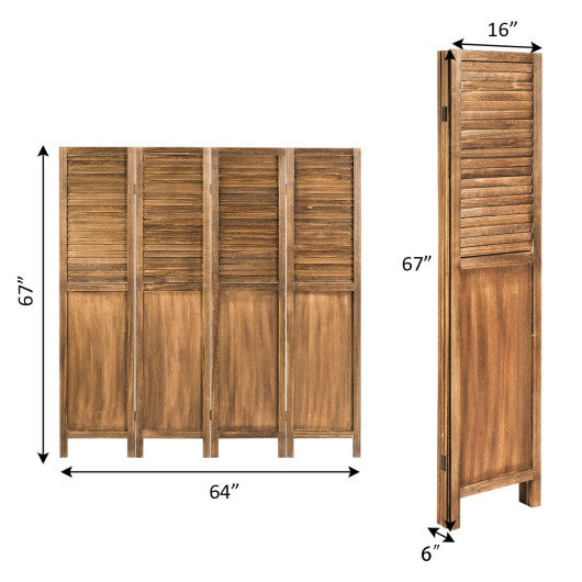 5.6 Ft Tall 4 Panel Folding Privacy Room Divider-Wood Online Sale