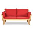 Adjustable  Patio Convertible Sofa with Thick Cushion -Red on Sale