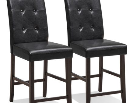 Set of 2 Bar Stools with Rubber Wood Legs and Button-Tufted Back For Cheap