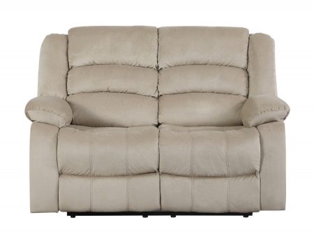 60  Beige Microfiber Manual Reclining Loveseat Discount