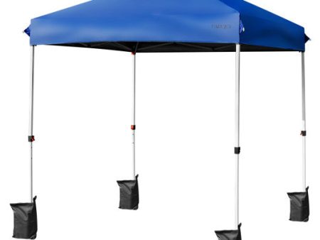 6.6  x 6.6 Feet Outdoor Pop Up Camping Canopy Tent with Roller Bag-Blue Supply