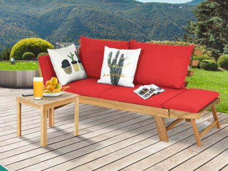 Adjustable  Patio Convertible Sofa with Thick Cushion -Red on Sale