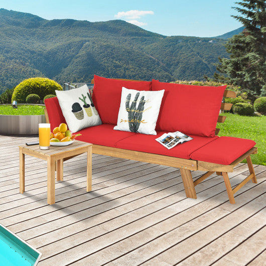 Adjustable  Patio Convertible Sofa with Thick Cushion -Red on Sale