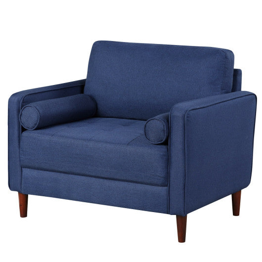 Accent Oversized Linen Club Armchair with Pillows and Rubber Wood Legs Supply