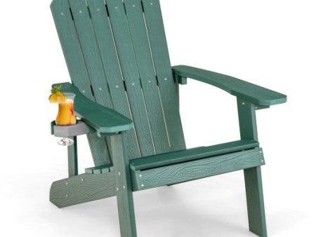 Weather Resistant HIPS Outdoor Adirondack Chair with Cup Holder-Green Online