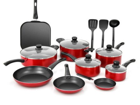 17 Pieces Hard Anodized Nonstick Cookware Pots and Pans Set Online now