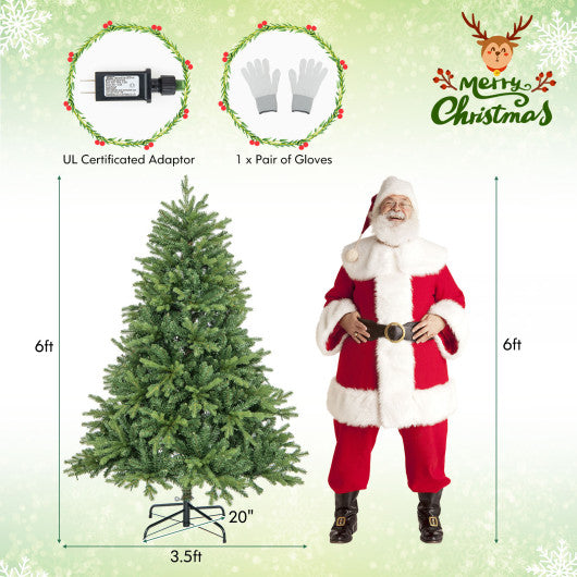 5 6 7 Feet Pre-lit Artificial Christmas Tree with Branch Tips and LED Lights-6 ft Online Sale