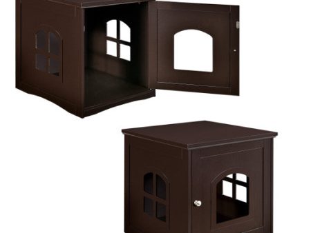 Side Table Nightstand Decorative Cat House-Brown Supply