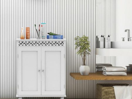 White Wooden 2-Door Storage Cabinet Cupboard For Cheap