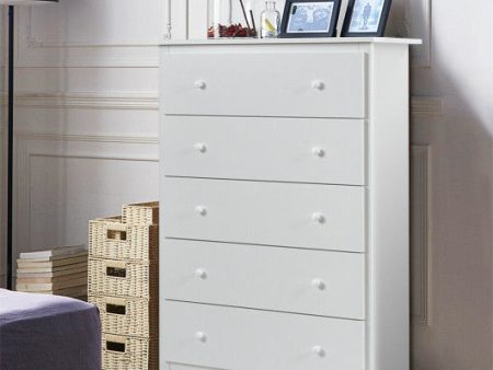 Functional Storage Organized Dresser with 5 Drawer-White Fashion