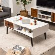 Rectangular Wooden Coffee Table with Drawer and Open Storage Shelf Sale