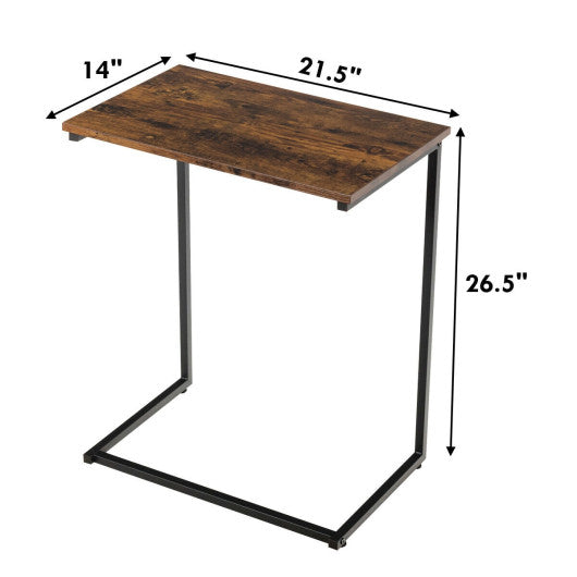 C-shaped Industrial End Table with Metal Frame For Discount