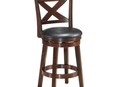 Swivel X-back Upholstered Counter Height Bar Stool with PVC Cushioned Seat-24 Inch Cheap