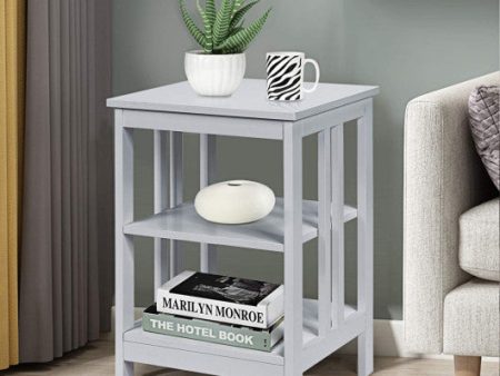 3-Tier X-Design Nightstands with Storage Shelves for Living Room Bedroom-Gray Sale