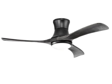 52 Inch Flush Mount Ceiling Fan with LED Light-Black For Cheap