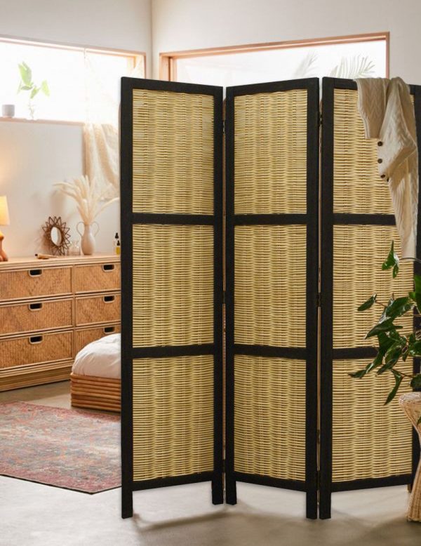 67  Brown Folding Three Panel Screen Room Divider Cheap