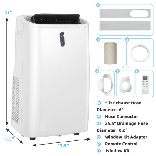 14000 BTU Portable Air Conditioner with APP and WiFi Control-White Cheap