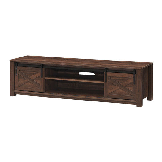 65  Flat Sliding Barn Door TV Stand-Brown on Sale