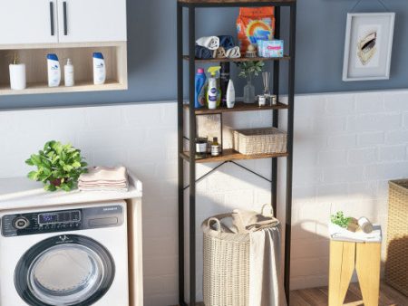 4-Tier Freestanding Over the Toilet Storage Rack-Rustic Brown Supply