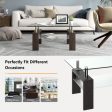 Rectangular Tempered Glass Coffee Table with Shelf-Brown Fashion