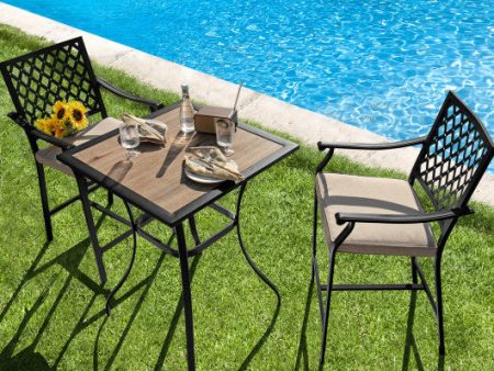 2 Pieces Patiojoy Patio Bar Stool with Height Cushion and Armrest on Sale