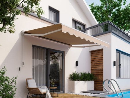 10 x 8.2 Feet Retractable Awning with Easy Opening Manual Crank Handle-Beige Online