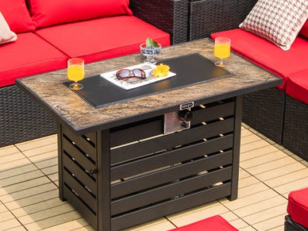 42 Inch 50000 BTU Propane Fire Pit Table with Ore Powder Surface Online Sale