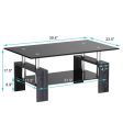 Rectangular Tempered Glass Coffee Table with Shelf-Gray Hot on Sale