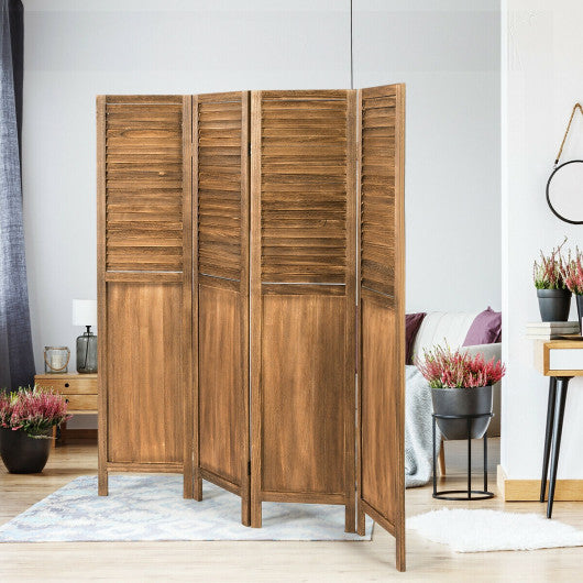 5.6 Ft Tall 4 Panel Folding Privacy Room Divider-Wood Online Sale