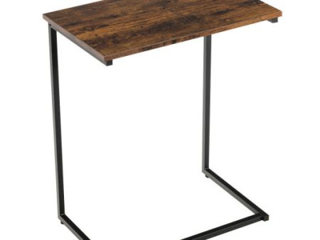 C-shaped Industrial End Table with Metal Frame For Discount