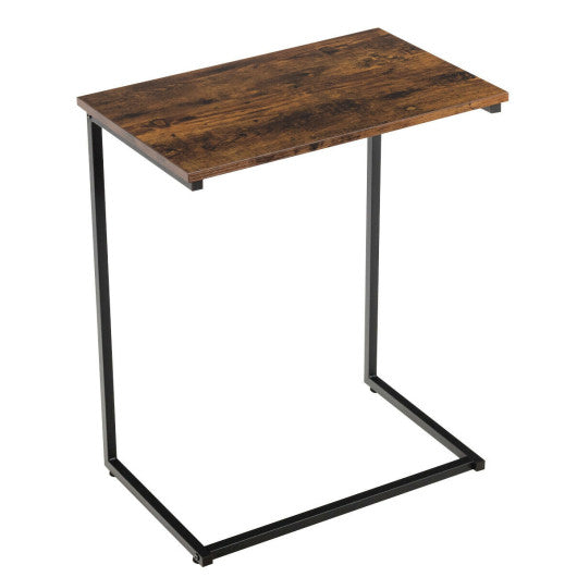 C-shaped Industrial End Table with Metal Frame For Discount