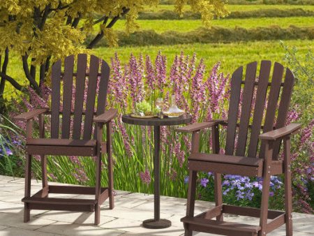 HDPE Patio Chair with Armrest and Footrest for Indoor Outdoor-Brown Online