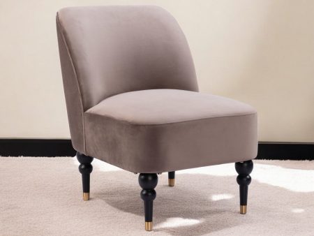 22  Taupe Black and Gold Velvet Side Chair For Cheap