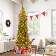 5 6 7 8 9 FT Pre-Lit Artificial Hinged Slim Pencil Christmas Tree-9 ft Online