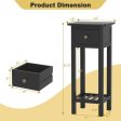 2 Tier Slim Nightstand Bedside Table with Drawer Shelf-Black For Cheap