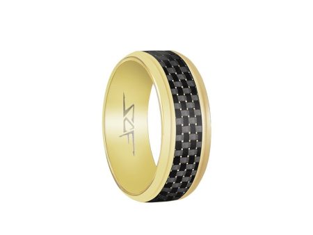 Real Carbon Fiber Ring | Gold | Slate Series by Simply Carbon Fiber For Sale