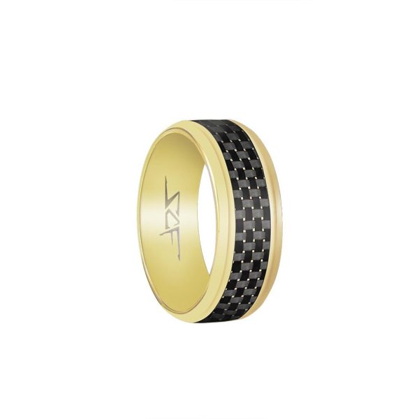 Real Carbon Fiber Ring | Gold | Slate Series by Simply Carbon Fiber For Sale